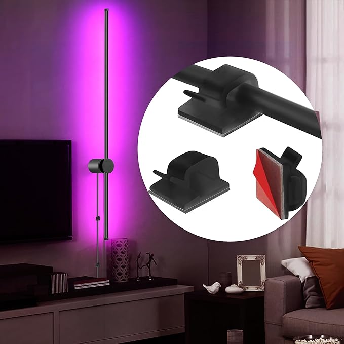 RGB LED Wall Sconces Set of Two with Remote, 15 Color Modes, Dimming, DIY 180° Rotate, Black Plug in Wall Sconces with Warm Light, Dynamic Multicolor Ambience Lights, Plug in Wall Light, 39.4 Inches - Bloomnest