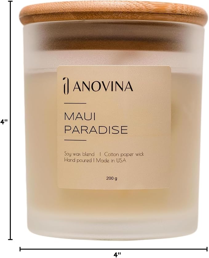 Anovina Maui Paradise Hawaii Candle for Home Scented – Hawaiian Gifts for Women – Natural Soy Wax Blend, 60 Hours Burn – Tropical Citrus, Fruity & Green Notes with Jasmine & Guava - Bloomnest