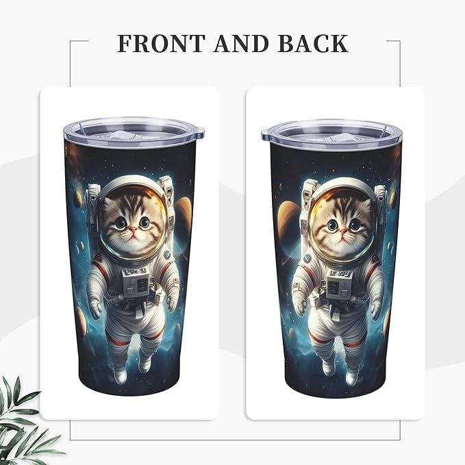 Cat Tumbler with Lid and Straw 20 oz Stainless Steel Cup Insulated Tumbler Coffee Mug for Home Office or Car Christmas Birthday Gifts - Bloomnest
