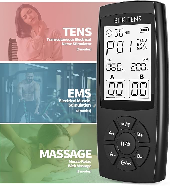 TENS Unit Muscle Stimulator for Pain Relief Therapy, 22 Modes EMS TENS Machine, Electronic Muscle Relaxer for Shoulder Pain Relief, Back Pain, Shoulder Neck Pain Relief BHKTENS