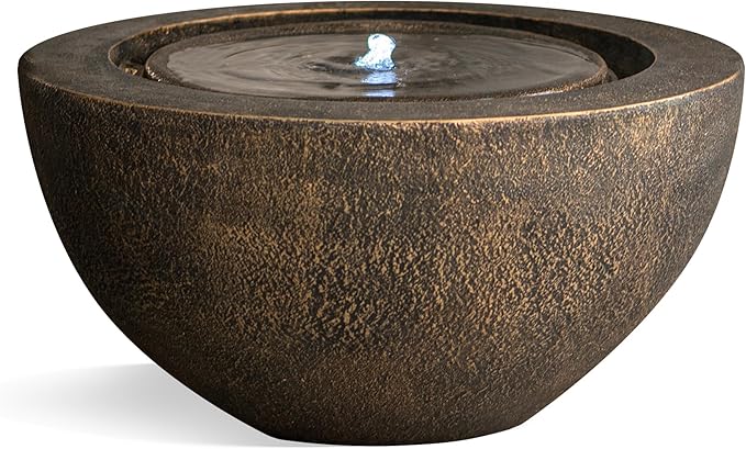 Xbrand 19.8" W Round Polyresin Indoor/Outdoor Sphere Water Fountain w/LED Light - Bloomnest