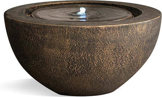 Xbrand 19.8" W Round Polyresin Indoor/Outdoor Sphere Water Fountain w/LED Light - Bloomnest