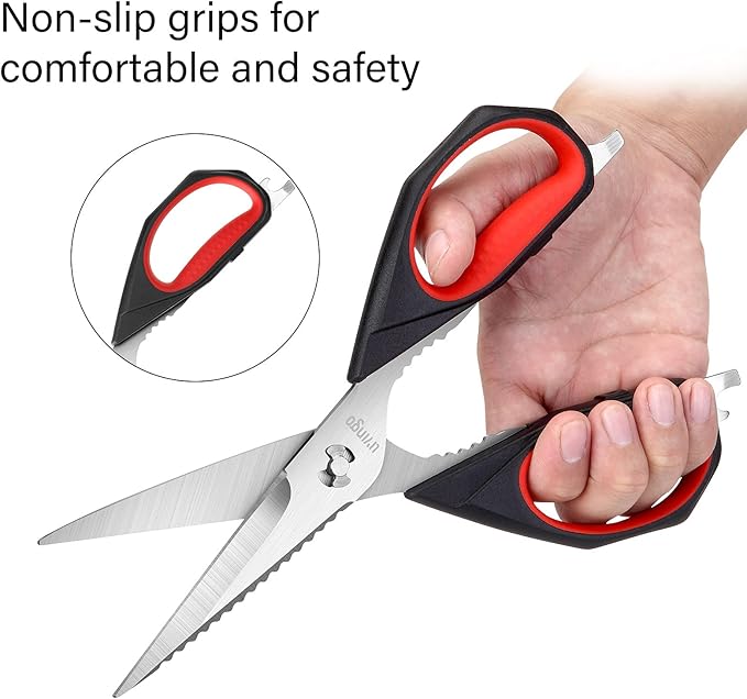 LIVINGO Kitchen Scissors, 2 Pack 9.25" Utility All Purpose Poultry Shears Heavy Duty Dishwasher Safe, Come Apart Sharp Stainless Steel Cooking Food Scissors for Cutting Meat, Chicken, Vegetable, Fish - Bloomnest