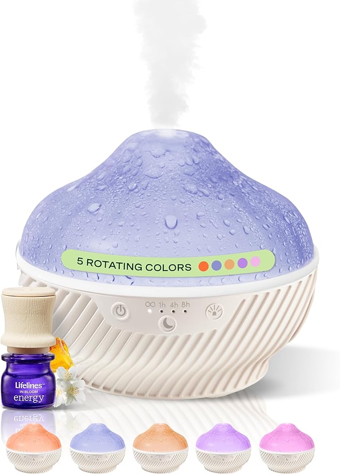 Lifelines Cloud Ultrasonic Essential Oil Diffuser with Essential Oil Blend, 300ml - Aromatherapy Diffuser with Soothing Mesmerizing Raindrop Effect & Auto-Shutoff Feature - Home & Bedroom Essentials LifeLines