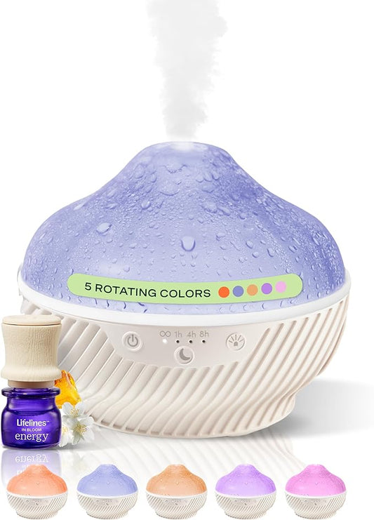 Lifelines Cloud Ultrasonic Essential Oil Diffuser with Essential Oil Blend, 300ml - Aromatherapy Diffuser with Soothing Mesmerizing Raindrop Effect & Auto-Shutoff Feature - Home & Bedroom Essentials LifeLines