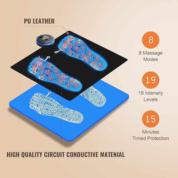 EMS Foot Massager with TENS & Muscle Stimulator, Electric Foot Massagers for Neuropathy Pain Relief, Transcutaneous Electronic Nerve Stimulator & Vagus Nerve Stimulator Device