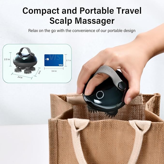 arboleaf Scalp Massager Electric, Portable Head Massager Scalp Stress Relax, Waterproof 6 in 1 Hair Massage with 8 Removable Claws, Rechargeable Hair Head Scratcher, Gifts for Her Him arboleaf