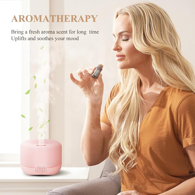 Aromatherapy Essential Oil Diffuser for Room: 500ml Colorful Aroma Air Humidifier with Adjustable Cool Mist Mode, Waterless Auto Off Ultrasonic Diffusers for Large Room Home Office(Pink) - Bloomnest
