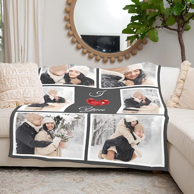 I Love You Gifts for Couples, Custom Blanket with Photos, Personalized Blankets with Pictures, Photo Blankets Using My Own Photos, Personalised Gifts for Christmas - Bloomnest