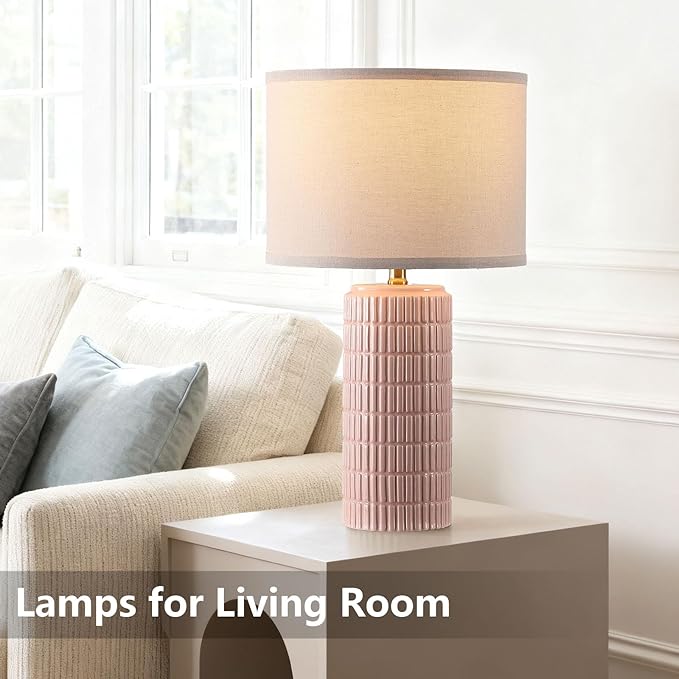 Modern Ceramic Table Lamp Set of 2, Bedside Lamp for Bedroom Decor, Nightstand Lamp with 3 Color Temperatures, Desk Light for Living Room Dorm Office, White - Bloomnest