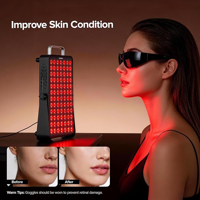 SANSI Red Light Therapy for Face Body, 660nm 850nm Red & Near Infrared LED Light, 84 Dual-Chip LEDs, 120W High Power Red Light Therapy Panel, Built-in Timer, No Noise Design, Ideal for Home Wellness SANSI