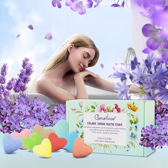 12 Pcs XXL 3.9 OZ Bath Bombs for Women Gift Set, Valentine's Day Bubble Bathbombs for Girlfriend, Her, Girls, Wife, Shea & Coco Butter Dry Skin Moisturize, SPA Relaxing Aromatherapy, Mothers Day Gift - Bloomnest