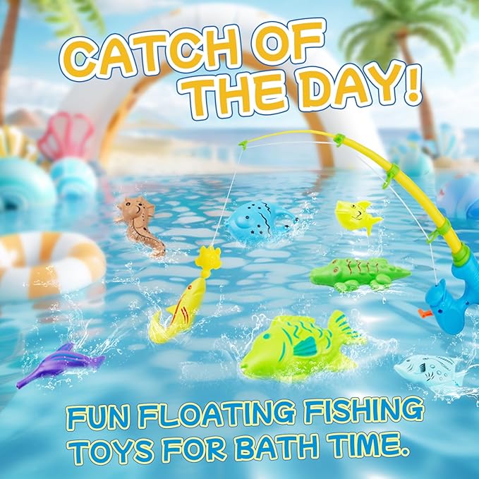 Shark Bath Bombs for Kids with Surprise Fishing Toy Set, 8 Fun Exploding Bath Balls & 9 Fishing Toys, Natural Handmade Organic Bubble Bath Fizzies, Ideal Birthday Holiday Christmas Gift for Boys Girls - Bloomnest