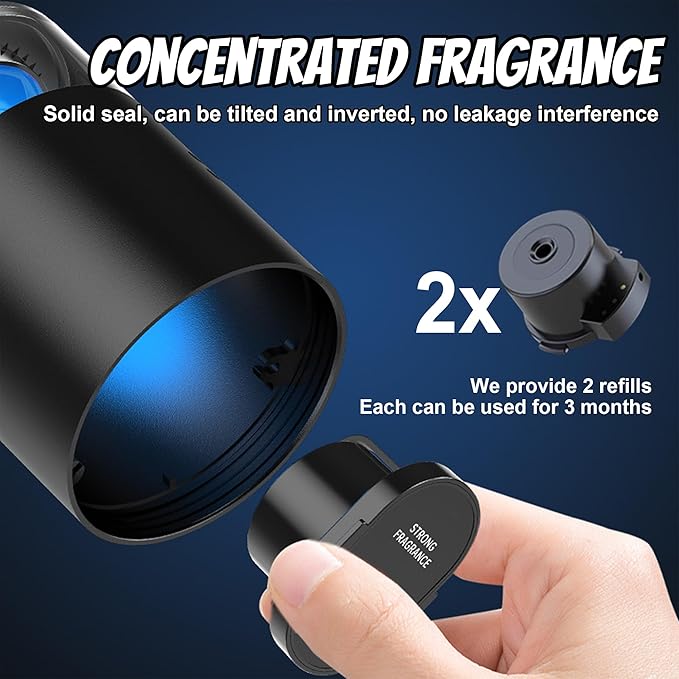 Smart Car Air Freshener, Car Air Freshener Diffuser with Ambient Light, Auto On/Off Intelligent Car Diffuser, 3 Mode Adjustable, Cars Scent Diffuser with 2 Essential Oil Box, Ice Cedar - Bloomnest