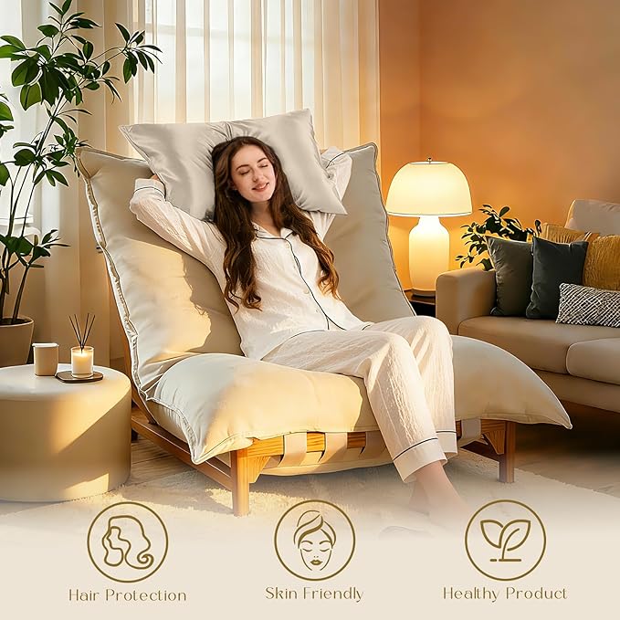 ZIMASILK 100% Pure Mulberry Silk Pillowcase for Hair and Skin Health,Soft and Smooth,Both Sides Premium Grade 6A Silk,600 Thread Count,with Hidden Zipper,1pc (Queen 20''x30'',Beige) - Bloomnest