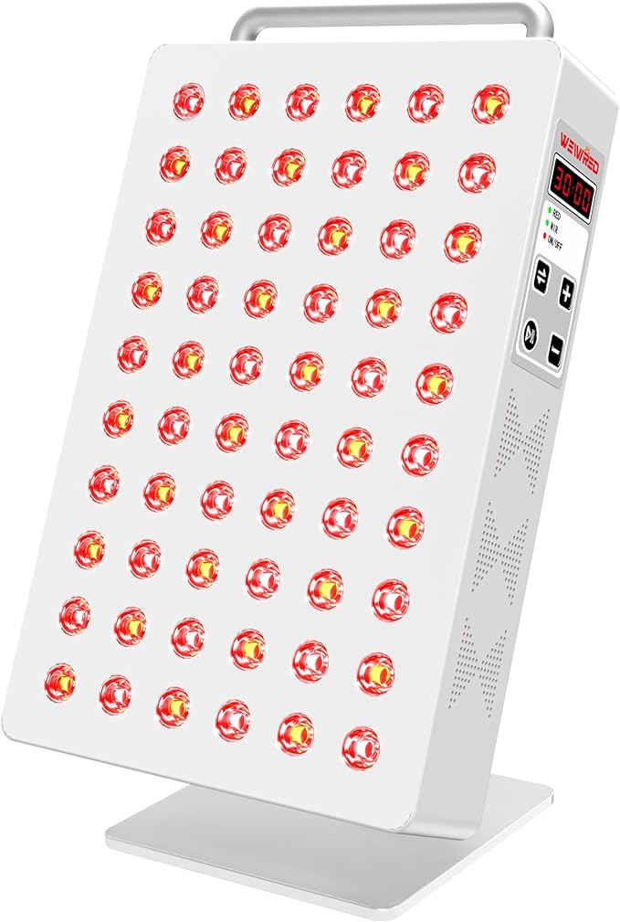 Red Light Therapy Panel 5 Wavement 60 Dual Chip LEDs 630+660+810+830+850nm Red and Near Infrared Lamp Therapy Device 100W with Timer & Stand for Body Pain Relief Face Skin Health Sleep White Bloomnest