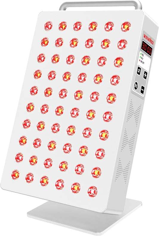 Red Light Therapy Panel 5 Wavement 60 Dual Chip LEDs 630+660+810+830+850nm Red and Near Infrared Lamp Therapy Device 100W with Timer & Stand for Body Pain Relief Face Skin Health Sleep White Bloomnest