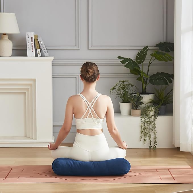 Meditation Cushion Bolster Pillow for Restorative Yoga – Supportive Cushion for Meditation, Pilates, and Relaxation – Filled with Buckwheat Hulls - Removable Cover - Bloomnest