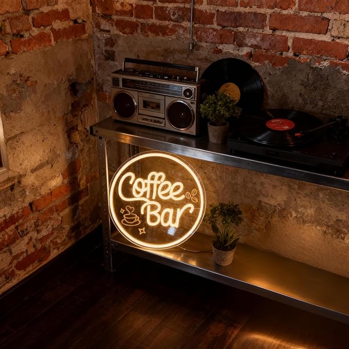 Coffee Bar Neon Sign for Wall Decor Dimmable LED Neon coffee Light Up Sign for Coffee Station, Cafe Shop, Restaurants, Kitchen Party Decoration Gifts(12.99 * 12.99inches) - Bloomnest