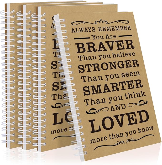 Spiral Notebook Journal, 4 Pcs Hardcover Spiral Notebooks,College Ruled Hardcover Notebook for Work,A5 Notebooks for Work School Note taking, Lined Journal for Women (4Pcs Always-Brown) - Bloomnest