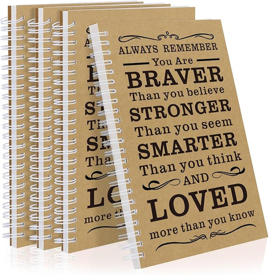 Spiral Notebook Journal, 4 Pcs Hardcover Spiral Notebooks,College Ruled Hardcover Notebook for Work,A5 Notebooks for Work School Note taking, Lined Journal for Women (4Pcs Always-Brown) - Bloomnest