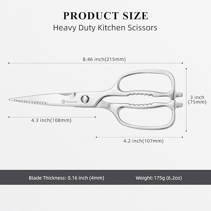 Sunnecko Kitchen Scissors for Food, Heavy Duty Scissors All Purpose Kitchen Shears That Come Apart, 8.5 Inch Fully Forged Stainless Steel - Bloomnest