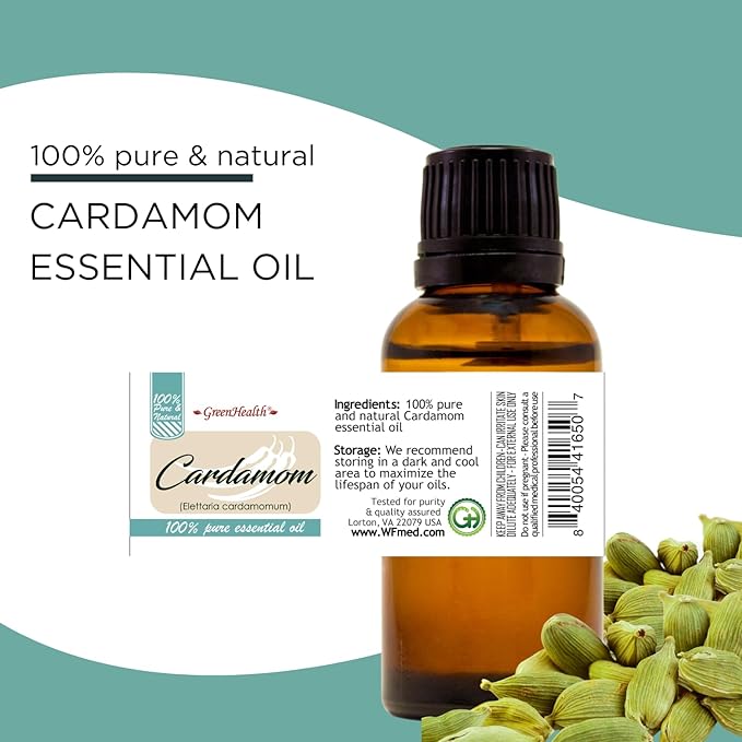 GreenHealth - 5 ml Cardamom Essential Oil - 100% Pure Greenals