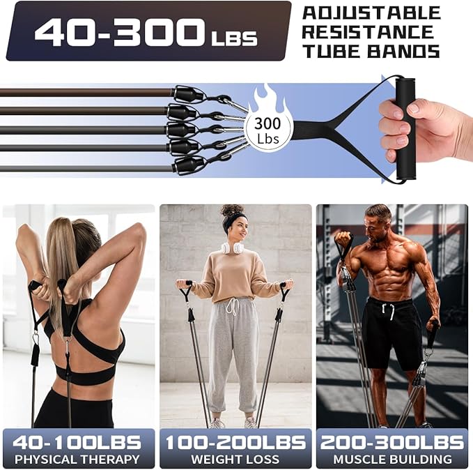 WHATAFIT Resistance Bands, Exercise Bands，Resistance Bands for Working Out, Work Out Bands with Handles for Men and Women Fitness, Strength Training Home Gym Equipment - Bloomnest