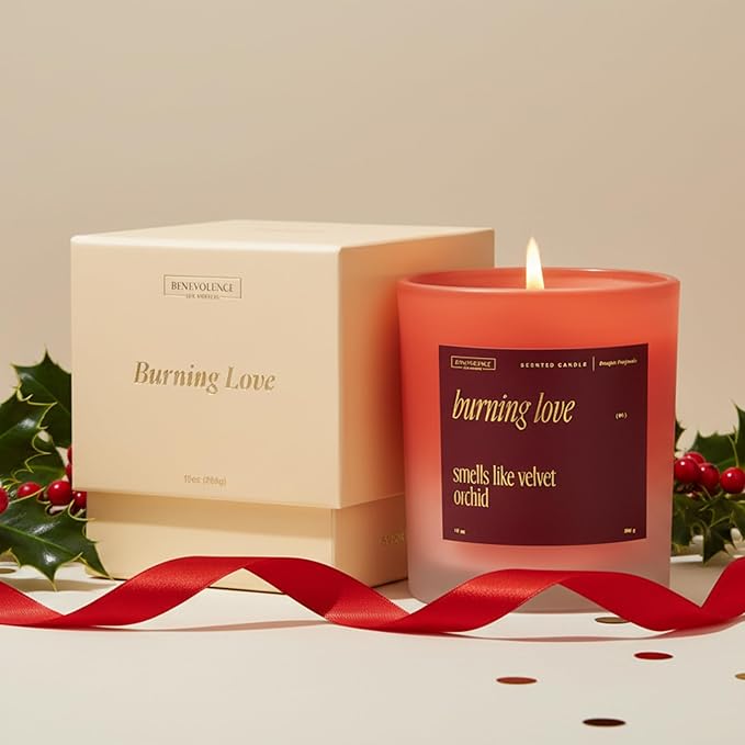 Benevolence LA Burning Love Scented Candles | 10 oz, 40-50 Hour Burn, Love Candle for Women | Romantic Gifts for Women and Men | Gift for Husband, Wife, Girlfriend | Fall Candles - Velvet Orchid - Bloomnest
