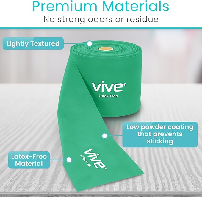 Vive Professional Resistance Bands - 25 Yard Non-Latex Roll for Physical Therapy, Lower and Upper Body Exercise Workout - Straight Elastic for Strength Training, Rehabilitation, Women, Men - Bloomnest