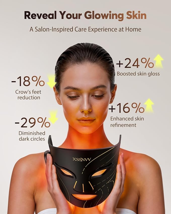Red Light Therapy Mask for Face – 4 Mode Cordless LED Face Mask Light Therapy with Eye Protection, 850NM Infrared & Red Light, 10-Min Timing Function, 272 LED Beads, Rechargeable for At-Home & Travel MadeforEverydaySkinRoutines