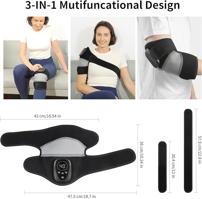 Cordless Massager with Red Light Therapy, Heated Knee Massager for Arthritis Pain Relief, 660nm&850nm Red Light Therapy Heated Device for Knee Shoulder Elbow, 5000 mAh Rechargeable Battery - Bloomnest