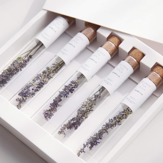 KKOKDAM Fancy Tea Gift Set – Korean Mint Blooming Flowers from South Korea - 5 Premium Flower Tea Sticks, Perfect as Unique Gifts or Gifts for Women - Bloomnest