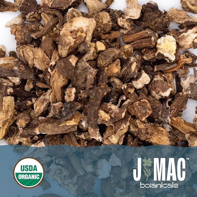 J Mac Botanicals Organic Dandelion Root (8 oz) unroasted, herb for tea and other infusions, Packaged in the USA, Certified USDA Organic - Bloomnest