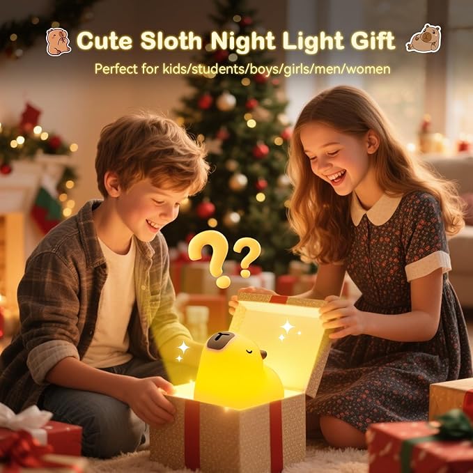 Cute Capybara Night Light for Kids, 3-Level Dimmable Nursery Nightlight, Silicone Squishy Light Up Gifts, Rechargeable Bedside Touch Lamp for Breastfeeding Toddler Baby Kids Decor - Bloomnest