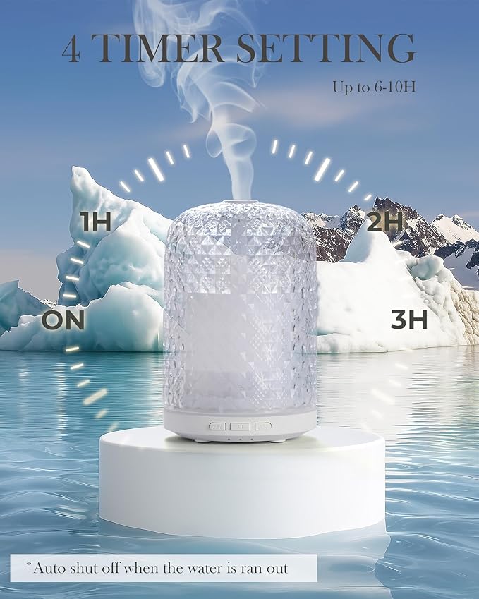 Essential Oil Diffuser – 2.4MHz Ultrasonic Aromatherapy Diffuser, Health Night Light, Timer & Auto Shut-Off, BPA-Free, 120ml Glass Oil Diffuser for Home, Office, Spa, Yoga - Bloomnest