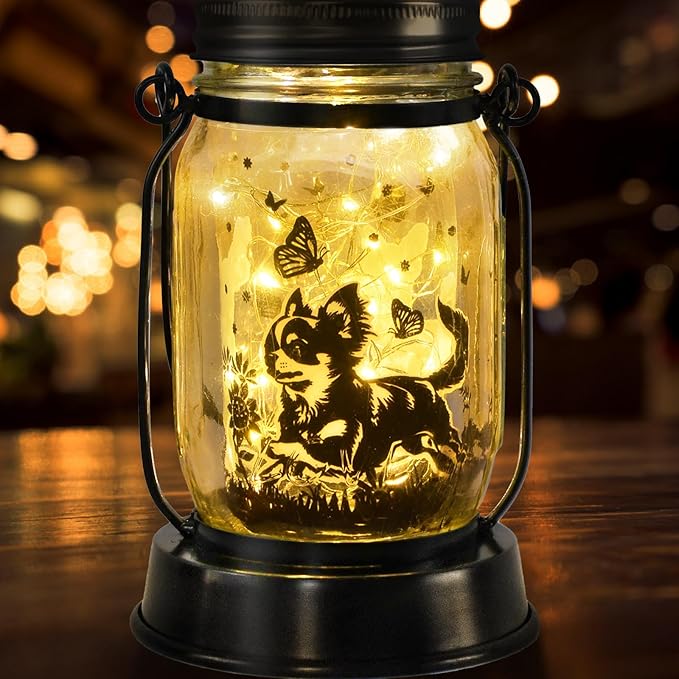 Chihuahua Gifts for Women/Men Chihuahua Solar Lanterns Dog Mom Birthday Dog Lovers Lantern Pet Loss Pet Memorial Lights Solar Garden Decoration Outside for Yard, Patio,Backyard,Porch Torches - Bloomnest