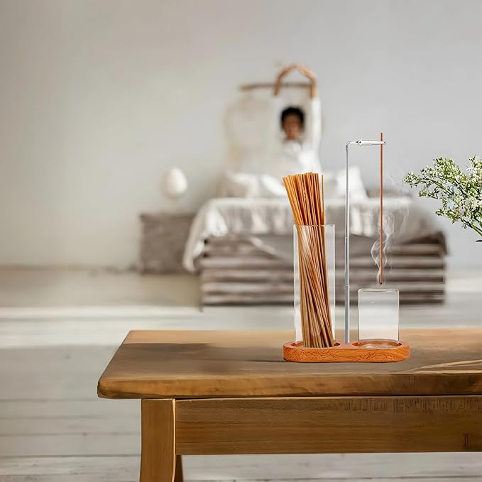 2 in 1 Incense Holder for Sticks Short Incense Stick ，Anti-Ash Flying Insence-Sticks Burner ， Glass Incense Holder Organizer for Meditation Yoga Spa Home Decor Sage - Bloomnest