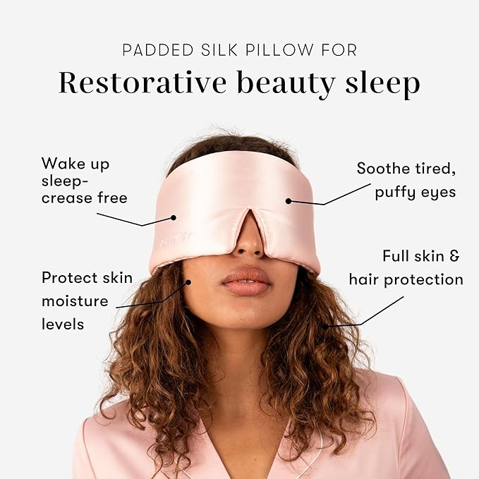 DROWSY Silk Sleep Mask - Face-Hugging, Padded Cocoon for Luxury Sleep in Total Darkness - 100% Pure Mulberry Silk (Sunset Pink)