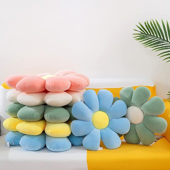 Flower Shaped Throw Pillow - Soft Seating Cushion Floor Pillow for Room Decor, Plush Pillow for Bedroom, Sofa, Bed, Reading (15 Inch, White) - Bloomnest