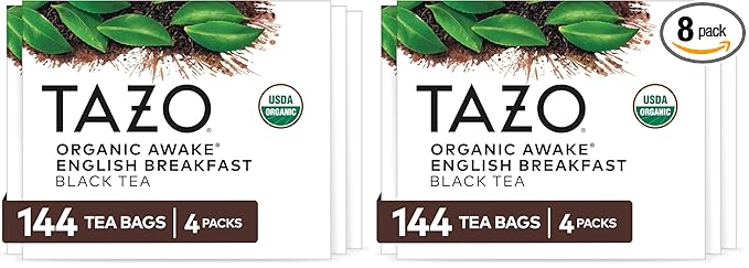 TAZO Organic Awake English Breakfast Black Tea-Bags, Bold Traditional Breakfast-Style Black Tea, 144 Total Tea Bags (Pack of 2) - Bloomnest