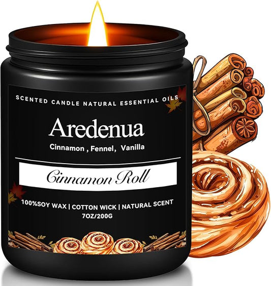 Cinnamon Roll Candles – Holiday Soy Candles for Christmas & Thanksgiving | Warm Cinnamon Sugar Scented Candle | Winter Bakery Candle Gift for Home, Cozy Aromatherapy Gifts for Women Men - Bloomnest