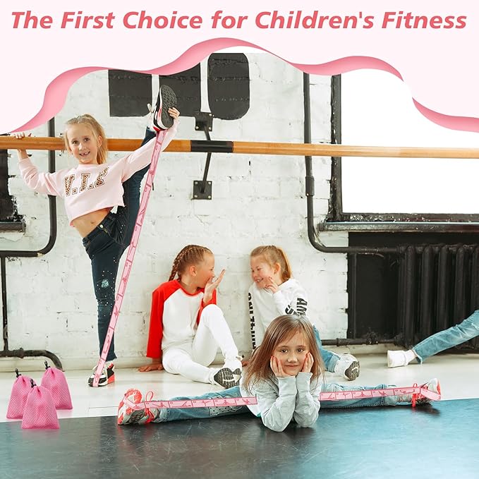 Soulchen 12 Sets Stretching Strap with 8 Loops for Kids Include 12 Storage Bags 12 Children Gymnastics Stretching Strap for Cheer Dance Training Elastic Band Cheerleading Training Ballet Yoga (Pink) - Bloomnest