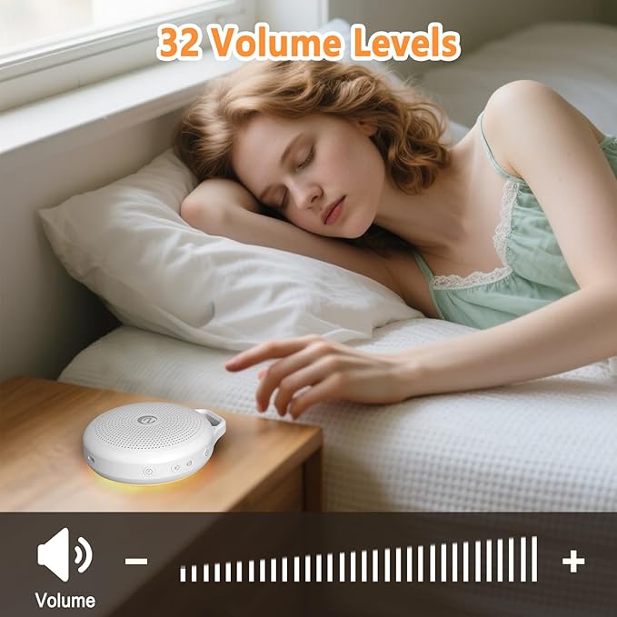 Portable White Noise Sleep Sound Machine for Home and Travel. Perfect for Your Sleeping Baby with a dimmable Night Light and Long Battery Life. Baby Essential Adult/Child Lock Feature - Bloomnest