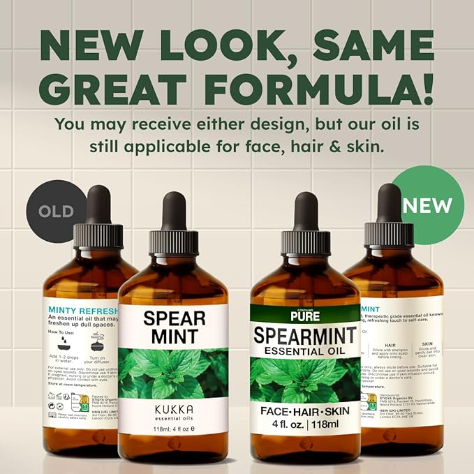 KUKKA Spearmint Essential Oils - 4 Fl Oz - for Hair, Skin, Diffuser, Aromatherapy & DIY Soap Making Scent - Bloomnest