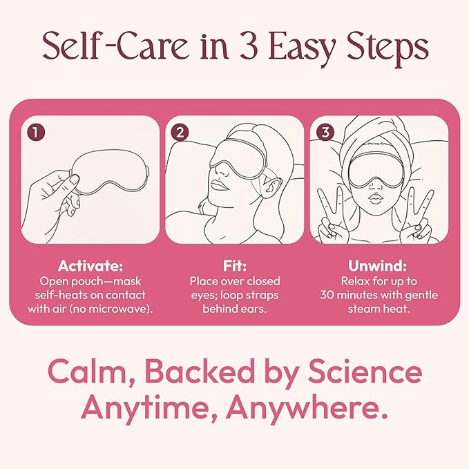 Fomin Self Heating Eye Mask - 20 Packs - Rose & Jasmine Heated Eye Mask Warm Compress for Eyes, Disposable Self Heating Steam Mask for Home, Sleep, Spa, Travel Essentials & Relaxation Gifts for Women