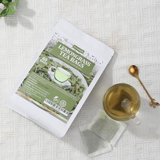 60 Premium Lemongrass Tea Bags, Made with 100% Natural Lemon grass, Perfect for Relaxation and Wellness, No Additives & Caffeine Free. - Bloomnest