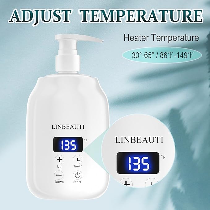 Massage Oil Warmer with Two Oil Bottle, Lotion Bottle Warmer Heater, Smart Touch Key Electric Warm Lotion Dispenser, Lube Gel Cream Warmer for Home Pro Salon Spa Massage (White) - Bloomnest