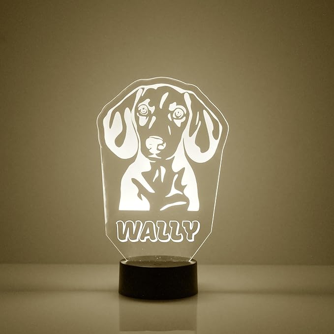 Custom Dog LED Sign Night Light Lamp with Remote, Light Up Display with Personalized Name or Image, Customized, Made in The USA, Clear Acrylic Home Decor Design with 16 Colors, 4 Modes (Daschound) - Bloomnest