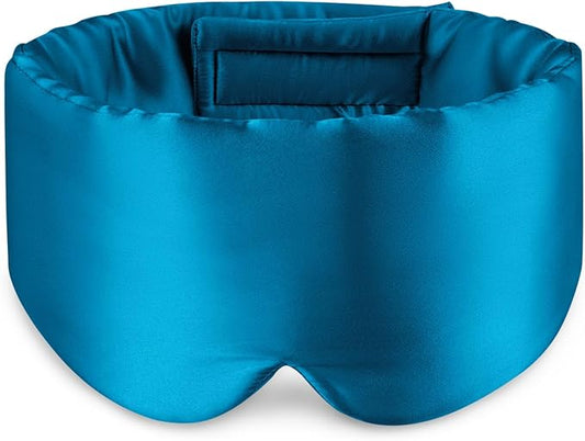 Zenssia 100% Mulberry Silk Sleep Mask Eye Mask for Man and Woman with Adjustable Headband, Full Size Large Sleep Mask & Blindfold for Total Blackout for All Night Sleep, Travel & Nap- Peacock Blue - Bloomnest